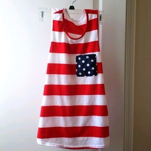 4/$15 - Red, white & blue stripe racerback tank
